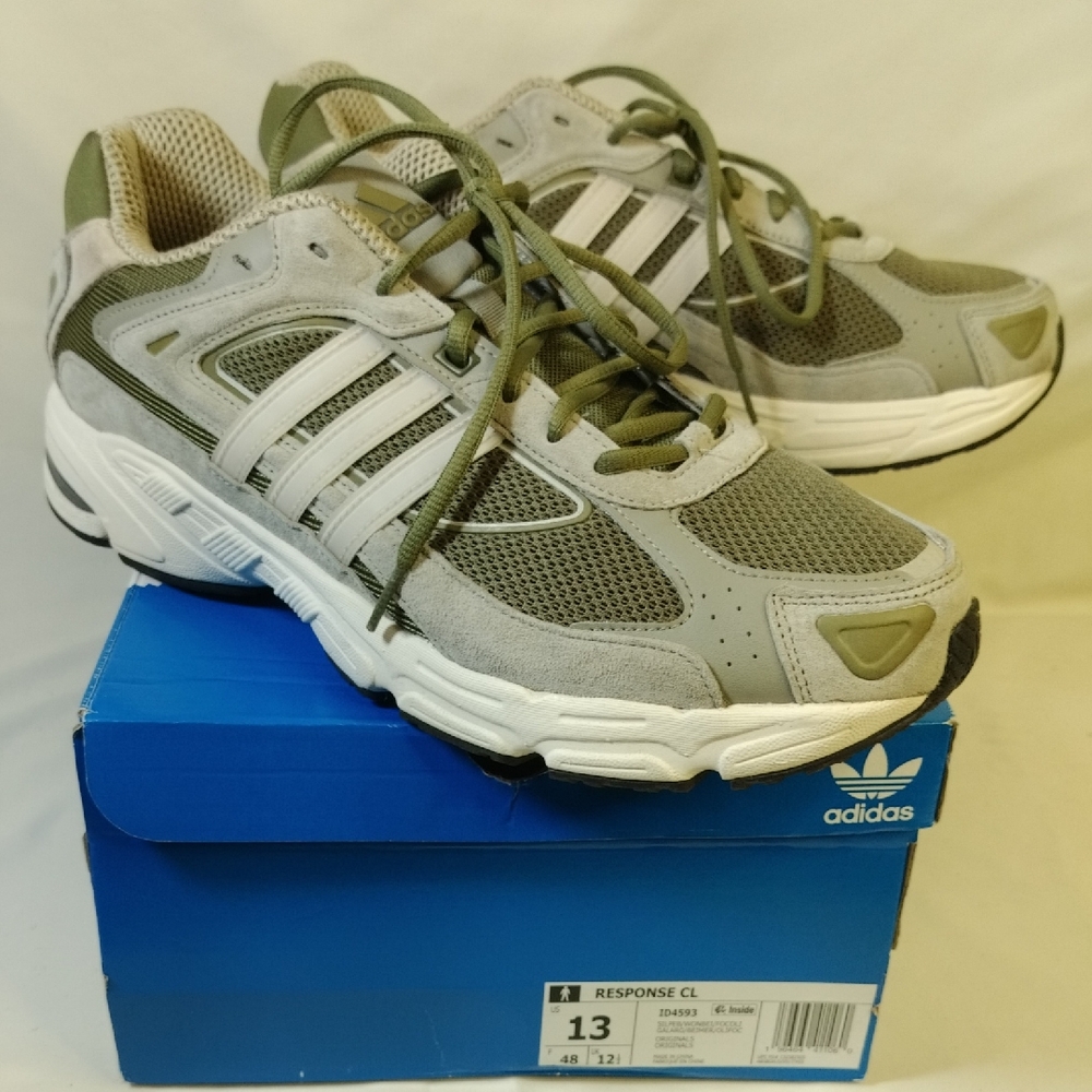 Adidas Men's Green and White Running Shoes